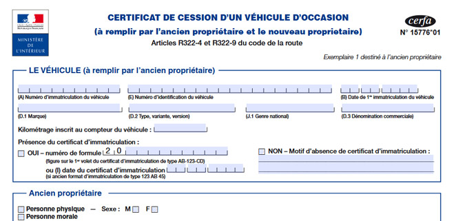 documents vente voiture